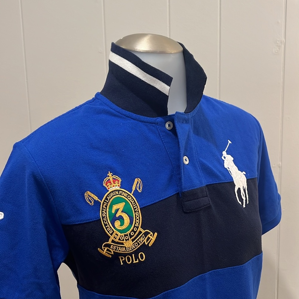 Ralph Lauren POLO-Boys Royal Blue/Navy #3 Collared Preppy Casual Shirt Med 10/12 - Picture 7 of 7